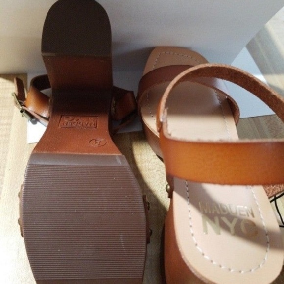 Madden NYC Women's Slingback Lift Platform Sandals - Cognac Brown Size 9 Shoe - Picture 10 of 11